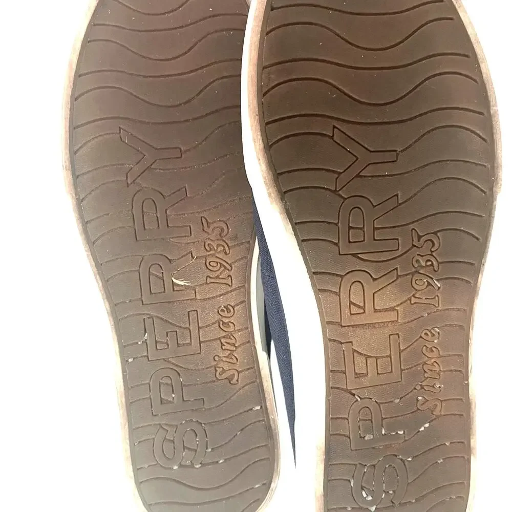 Sperry Pier View Navy Canvas Slip On Sneakers 8 Barrel Lace Shoes
